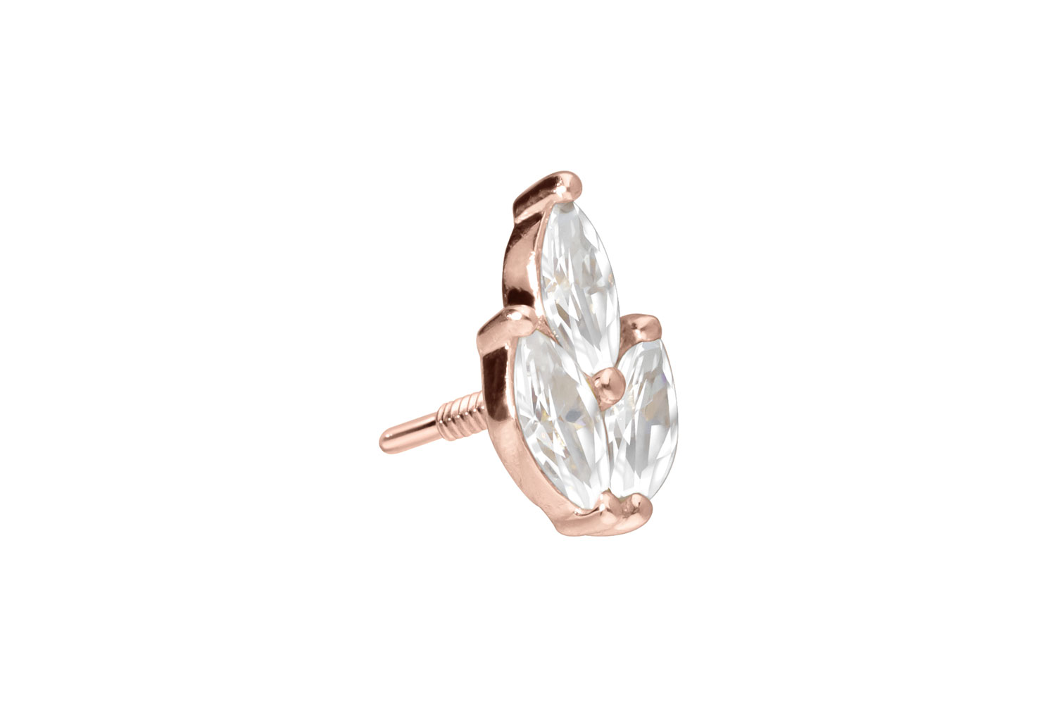 14 Karat Gold Schraubaufsatz mit Außengewinde MOISSANIT-LOTUSBLÜTE von Piercingline